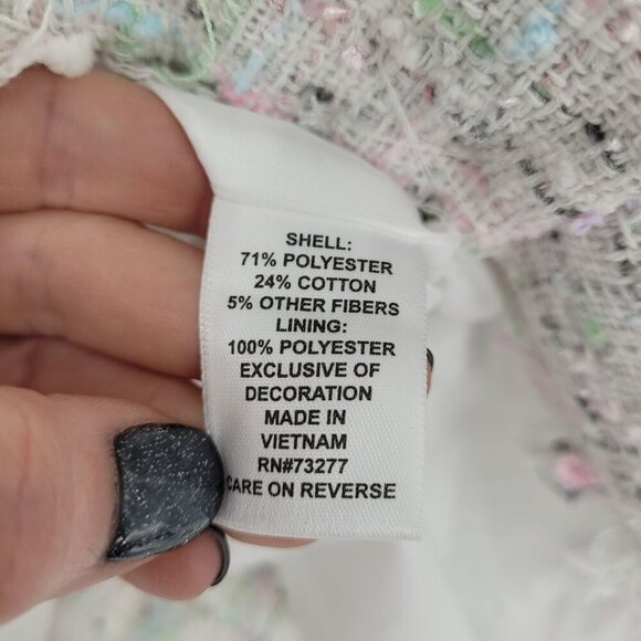 Elle womens 14 white pastel pink blue speckled knit tweed pencil mini skirt - Picture 4 of 9